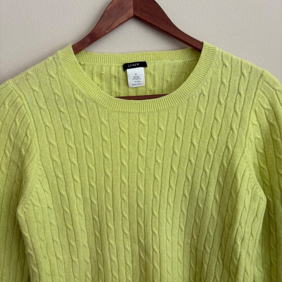 J. Crew Sweaters - J.Crew Womens Cashmere Wool Blend Green Cable Knit Pullover Crewneck Sweater